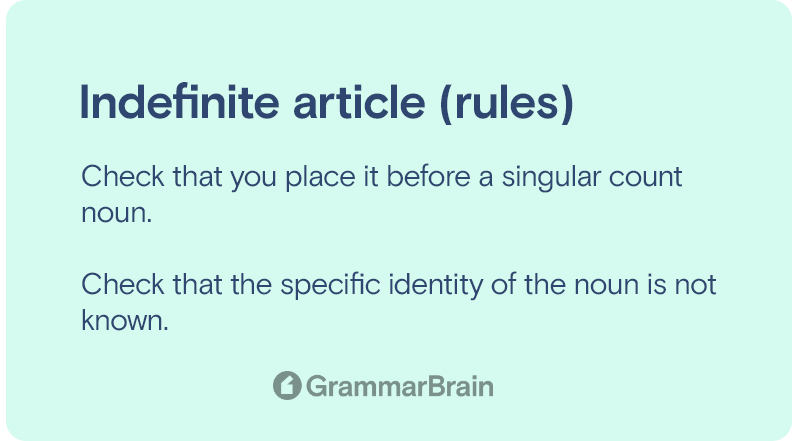 Understanding the indefinite article (definition, examples, how to use)
