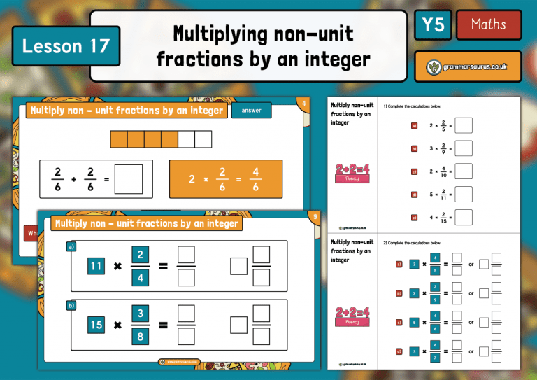year 5 fractions multiplying non unit fractions by an integer