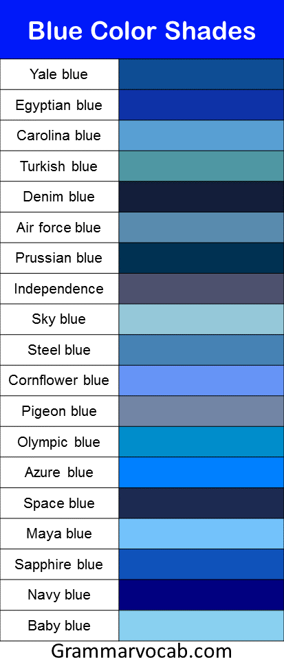 Getty images / frank van den bergh like the sky itself, blue has many moods. All Color Name List Pdf Download Color Shades Names Grammarvocab