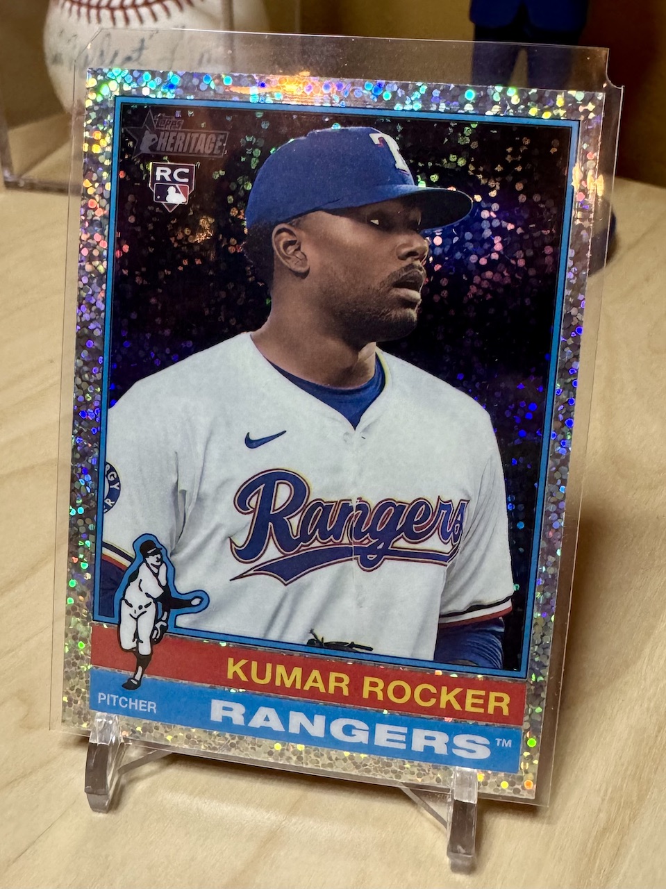 2025 Topps Heritage #179 Kumar Rocker Rookie Silver Sparkle parallel reflection