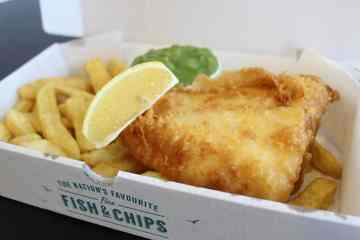 Fish and chips in a take away box