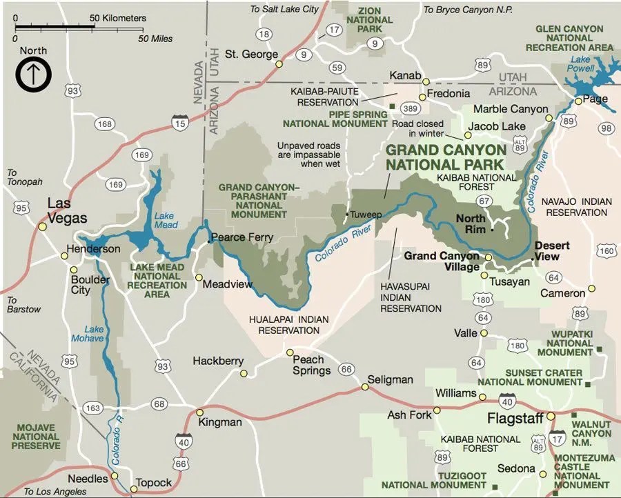 Maps GrandCanyon Com Grand Canyon Area Map.webp