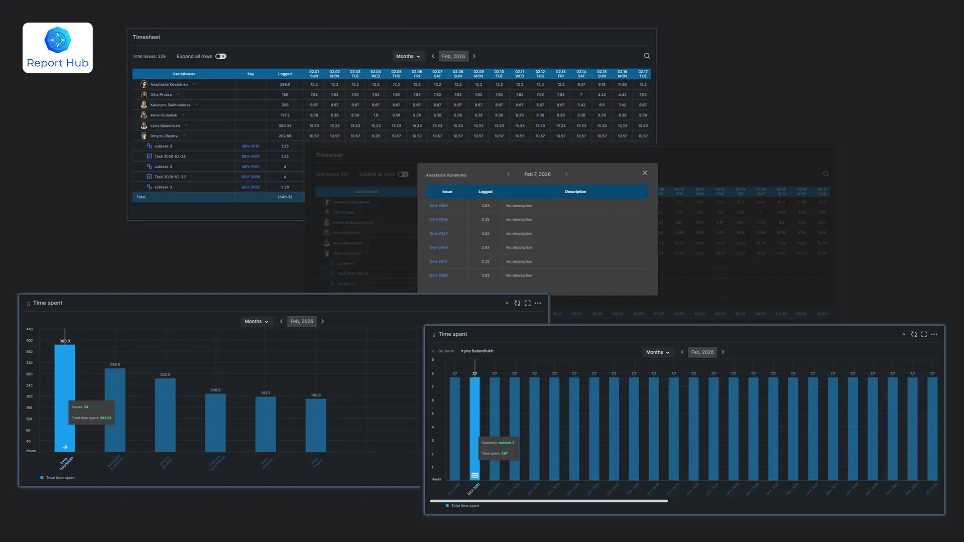 Report Hub timesheet and time tracking reports