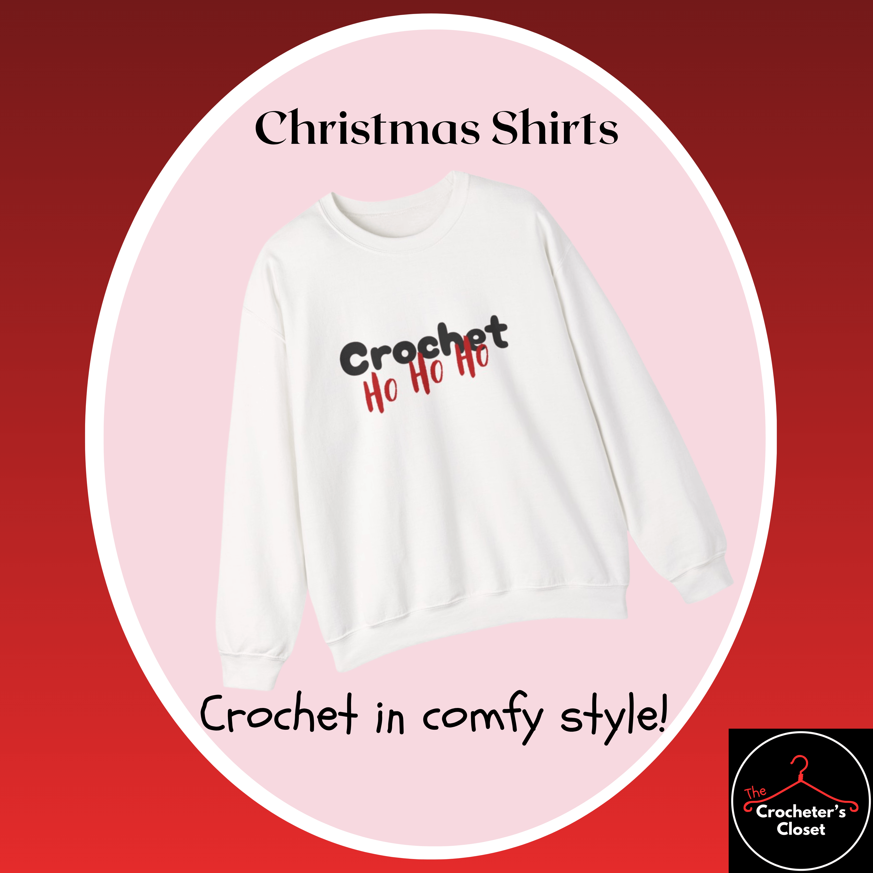 Crochet Ho, Ho, Ho white sweatshirt