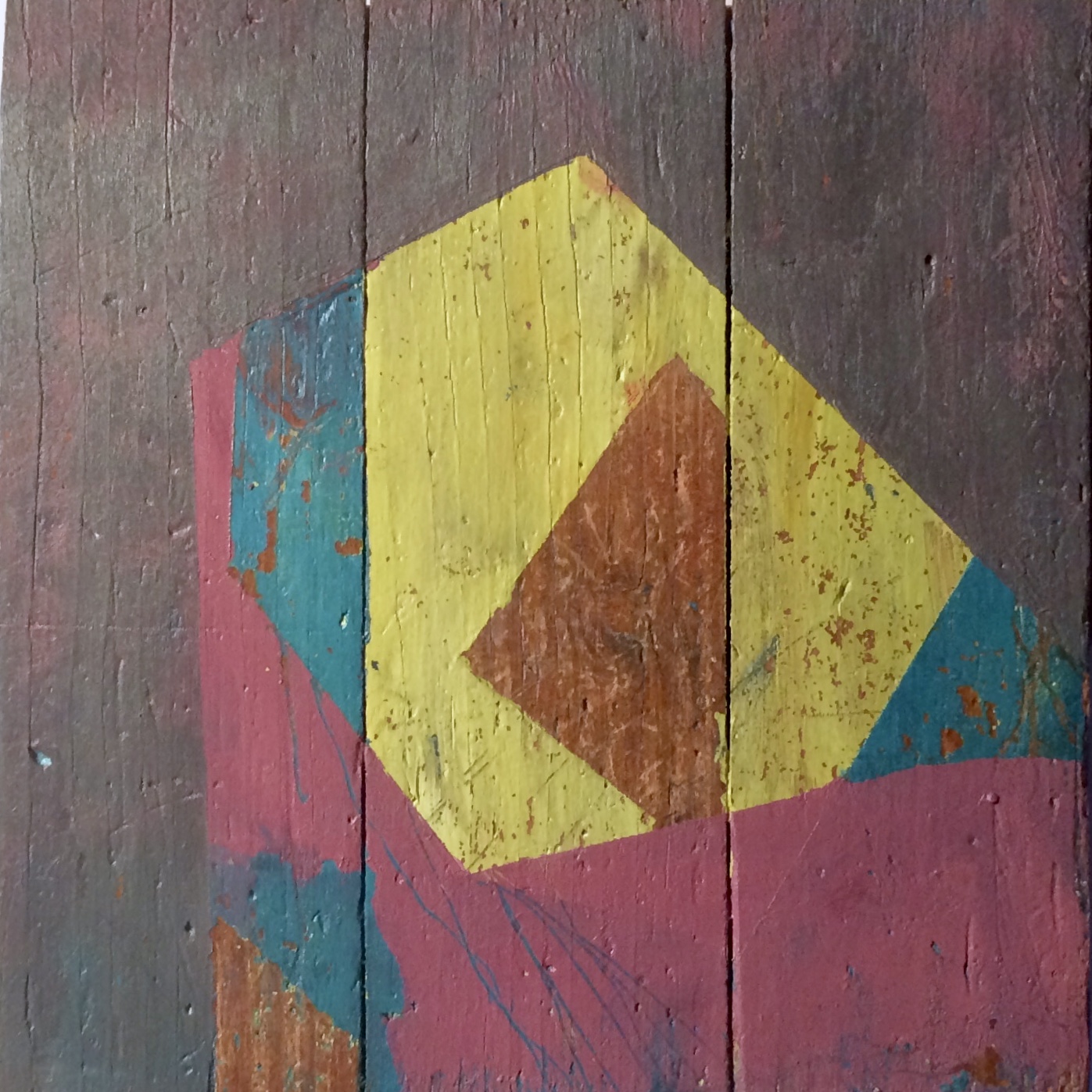 Trev 2017 7x7" Acrylic on floorboards