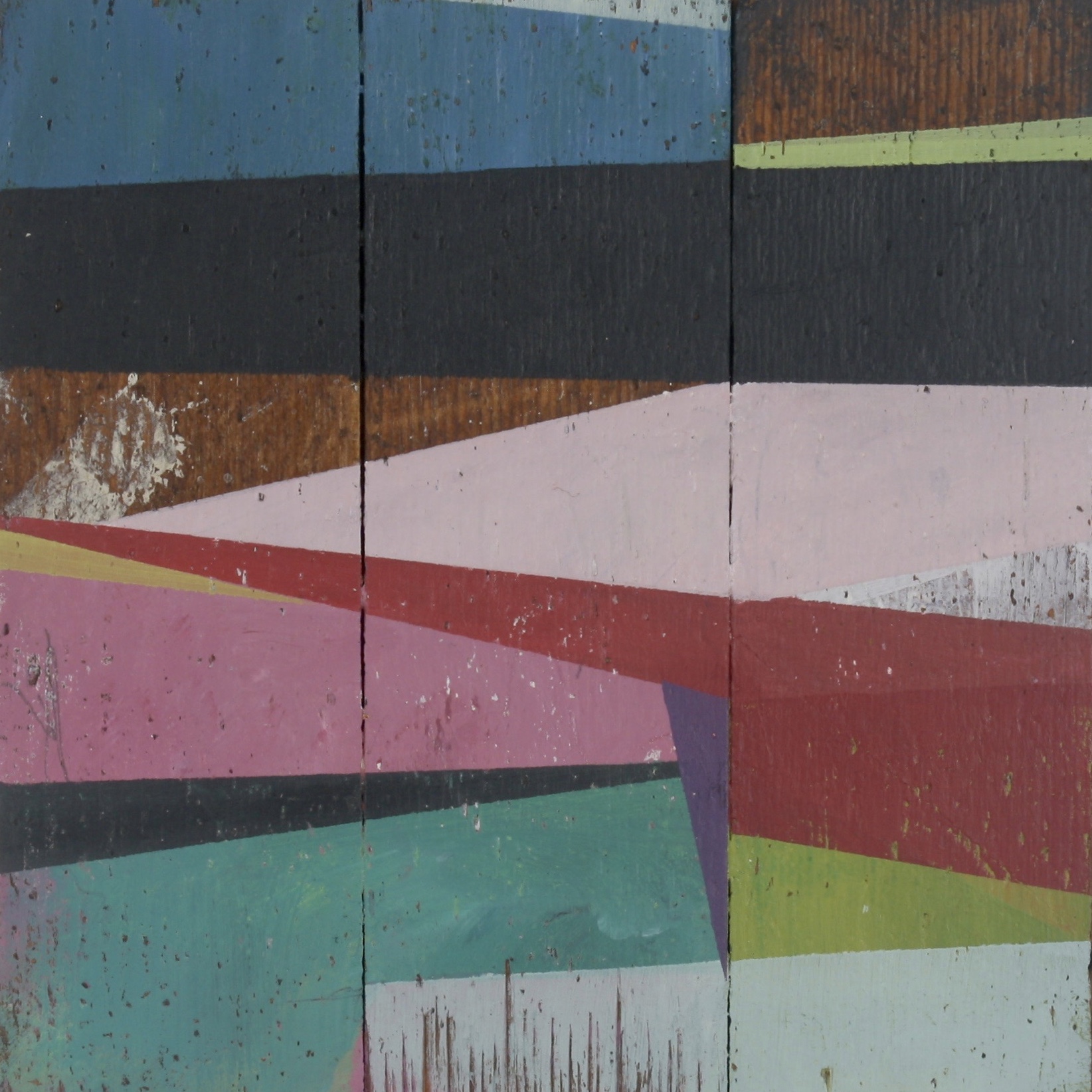 Hunker.6 2017 7x7" Acrylic on floorboards