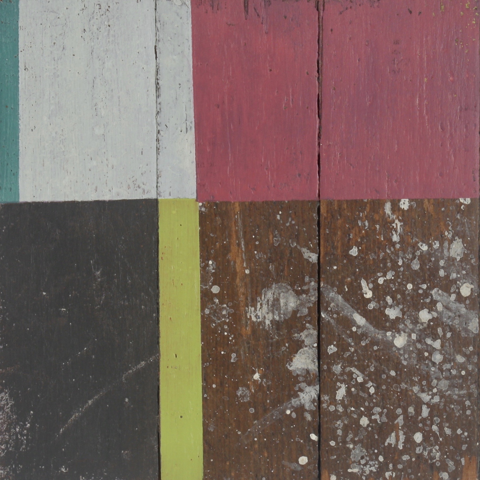 Hunker.7 2017 7x7" Acrylic on floorboards