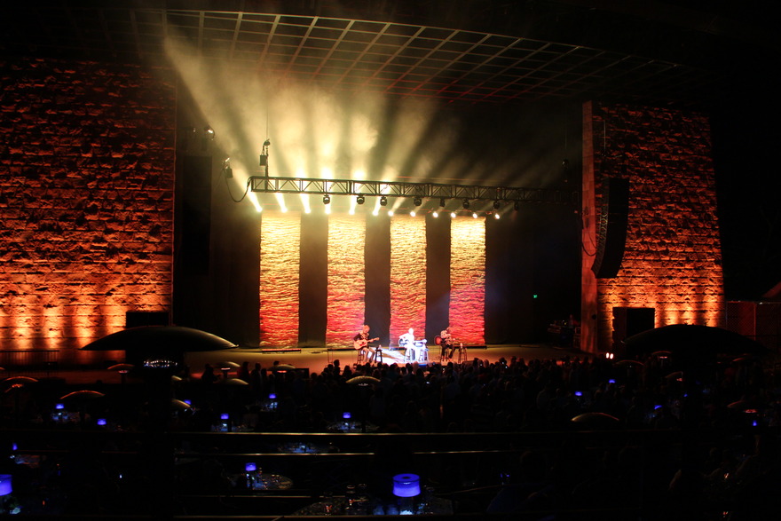 County Bowl stage lit in gold