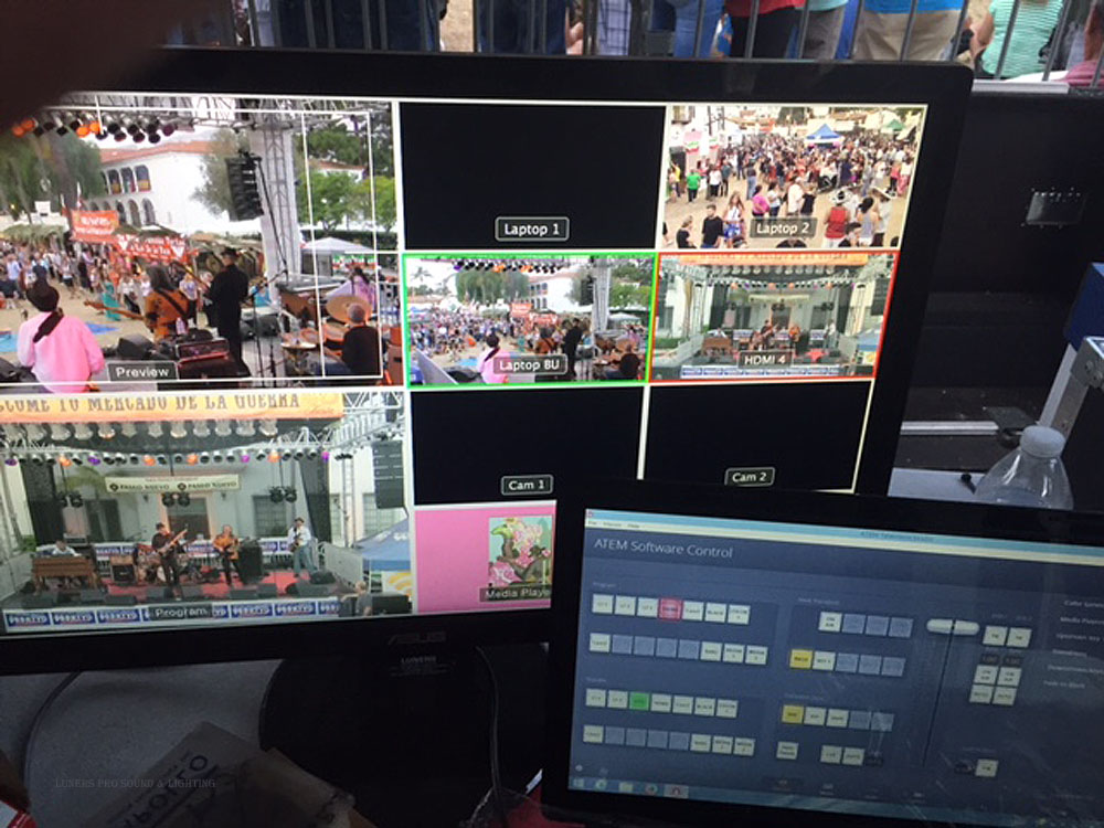 Multi-camera monitor wall at the video desk