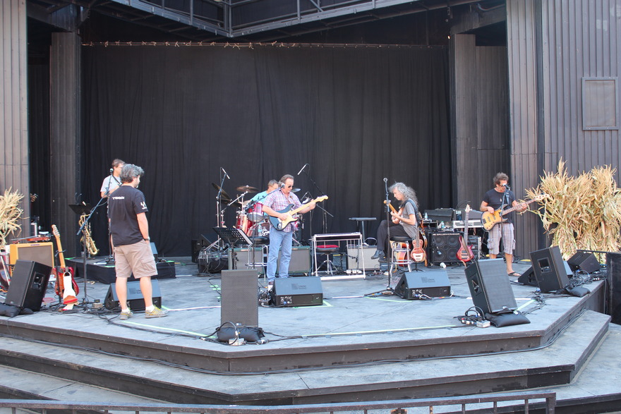 Musicians during a soundcheck on stage