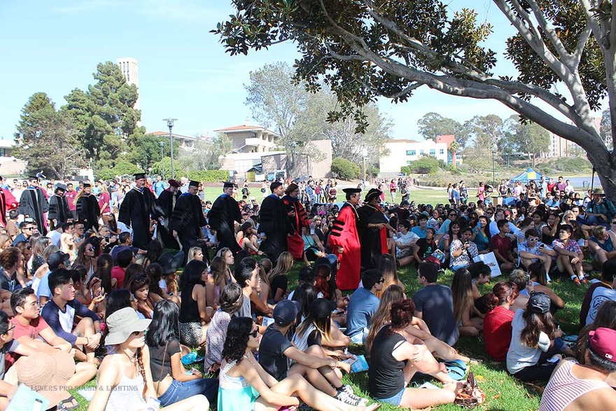 Students seated on the ceremony lawn