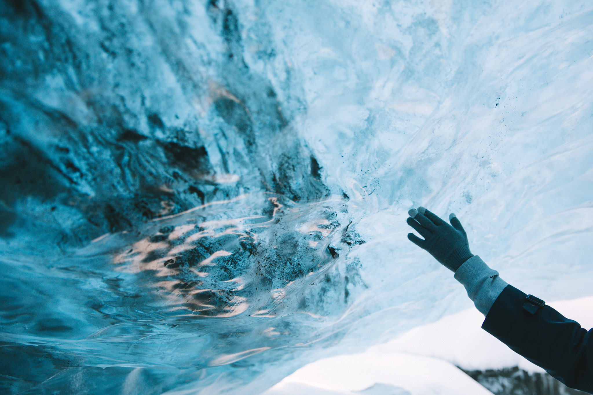 Touching the glacier's underbelly