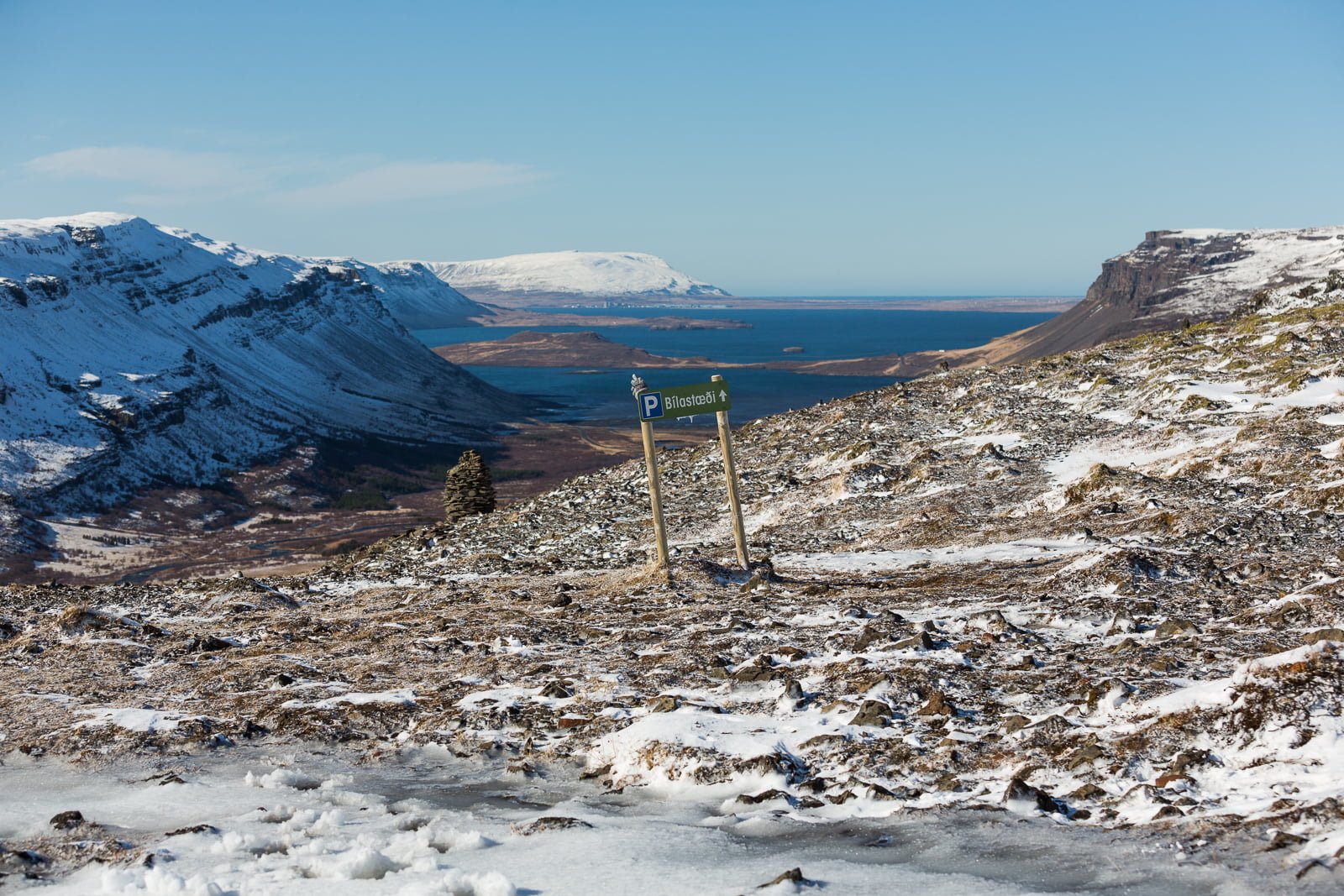 View for the Hvalfjörður... and the parking lot