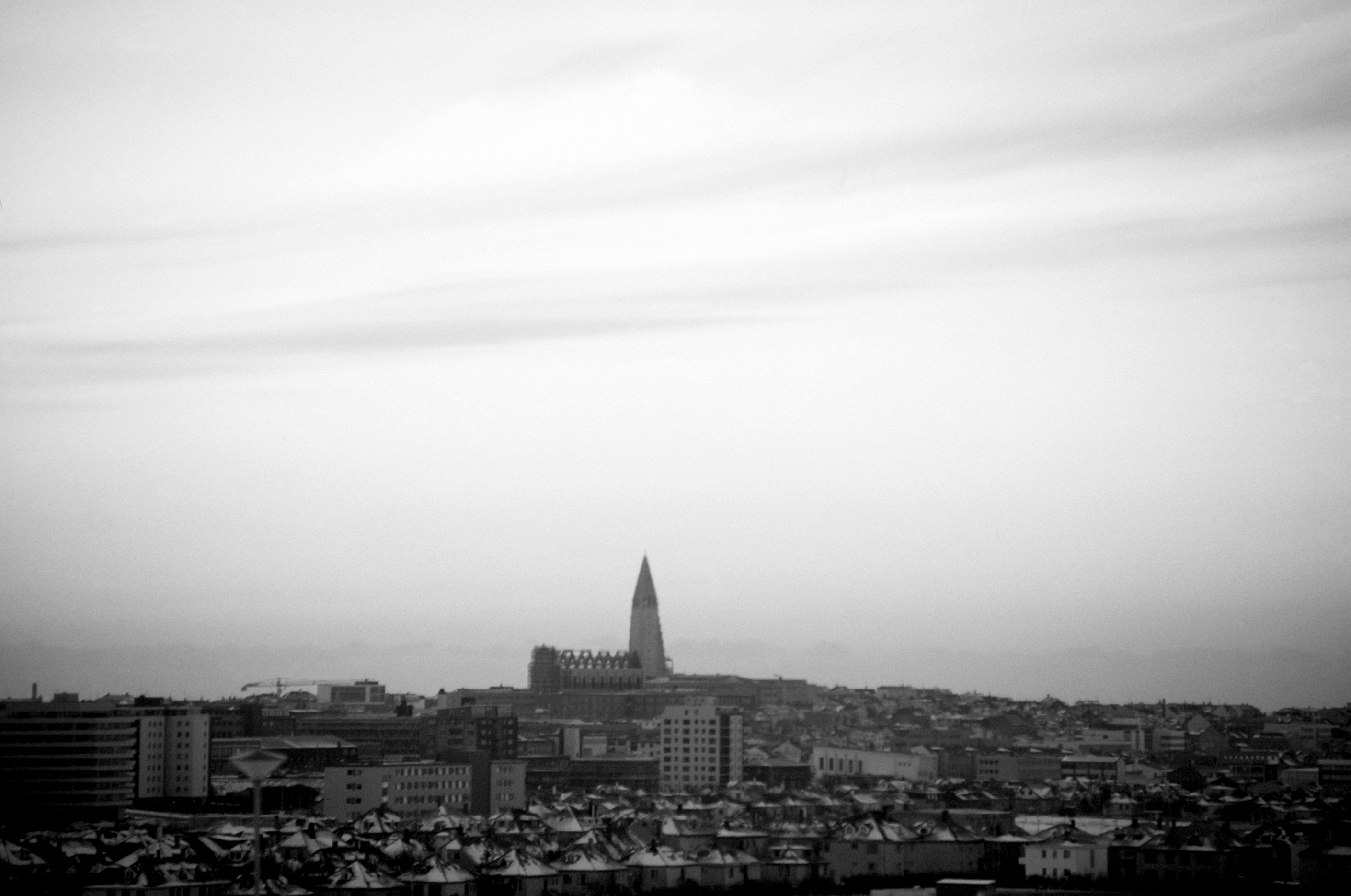 In this photo from 1982, the church still resembles a skeleton, towering over Reykjavík.