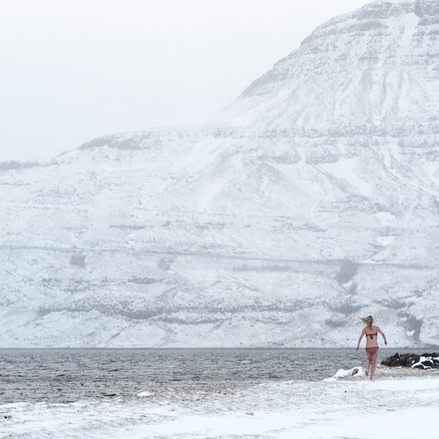 Enjoying the beach at Mjóeyri