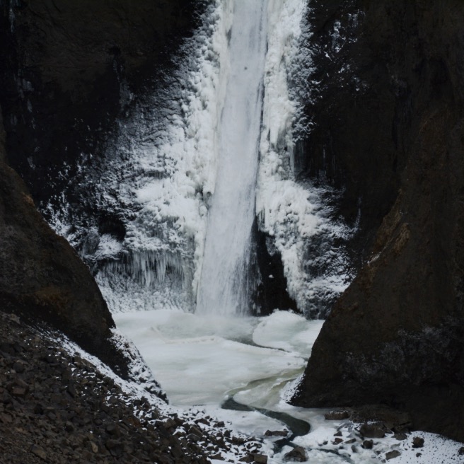 Litlanesfoss, still frozen.