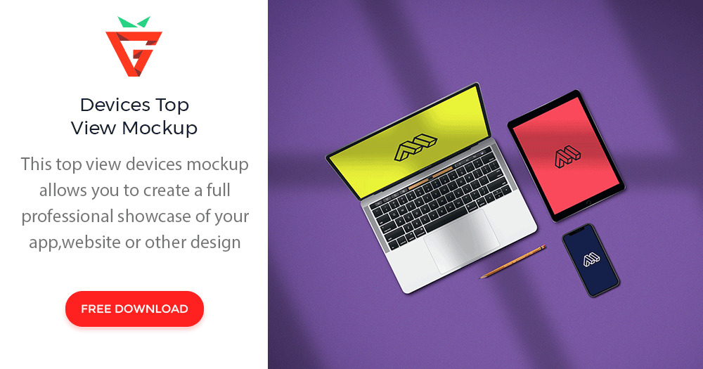 JPG This website mockup was made for you to use it in your professional showcasing of design projects . Devices Top View Mockup Graphberry Com