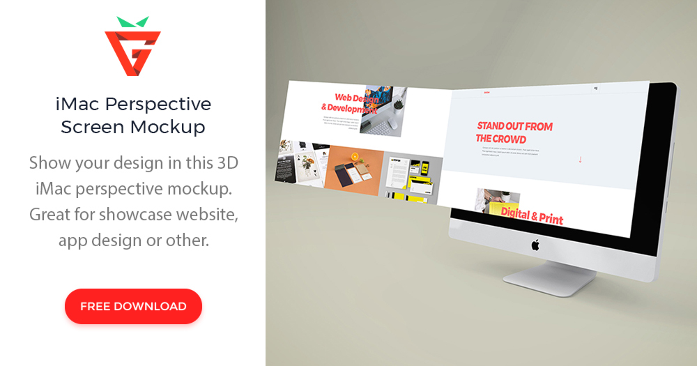 Neatly organized psd file with smart layers for changing the display content. Imac Perspective Extended Screen Mockup Graphberry Com