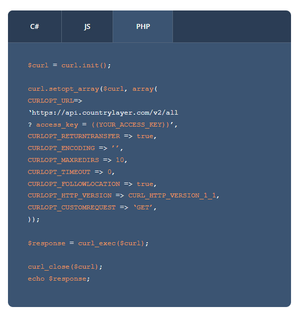 countrylayer code sample