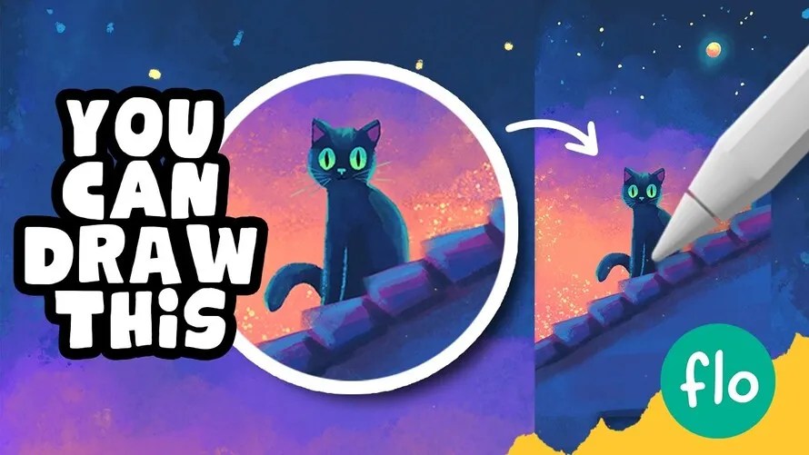 Draw Cartoon Cat on a Roof Step by Step in Procreate Tutorial Draw Cartoon Cat on a Roof Step by Step in Procreate Tutorial