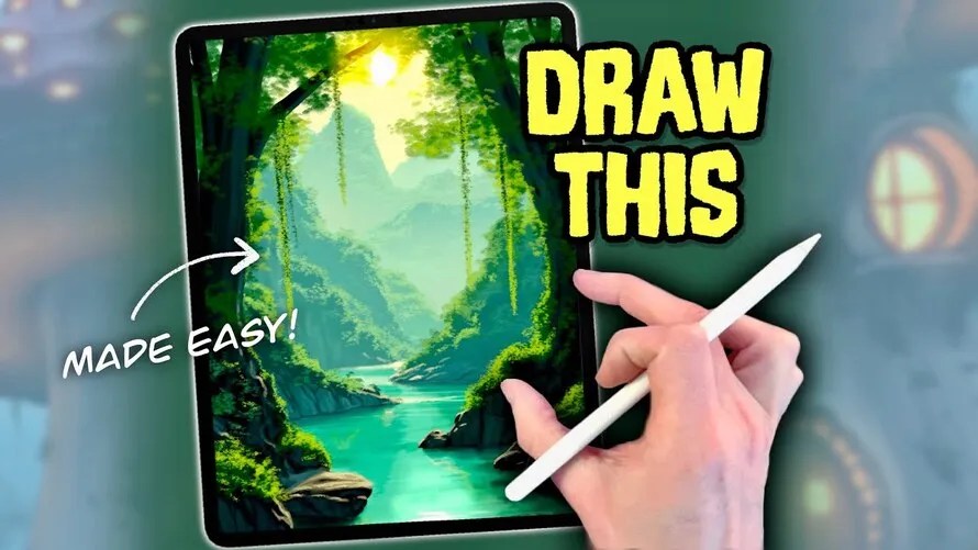 Create a Realistic Jungle River Landscape Drawing In Procreate Tutorial Create a Realistic Jungle River Landscape Drawing In Procreate Tutorial