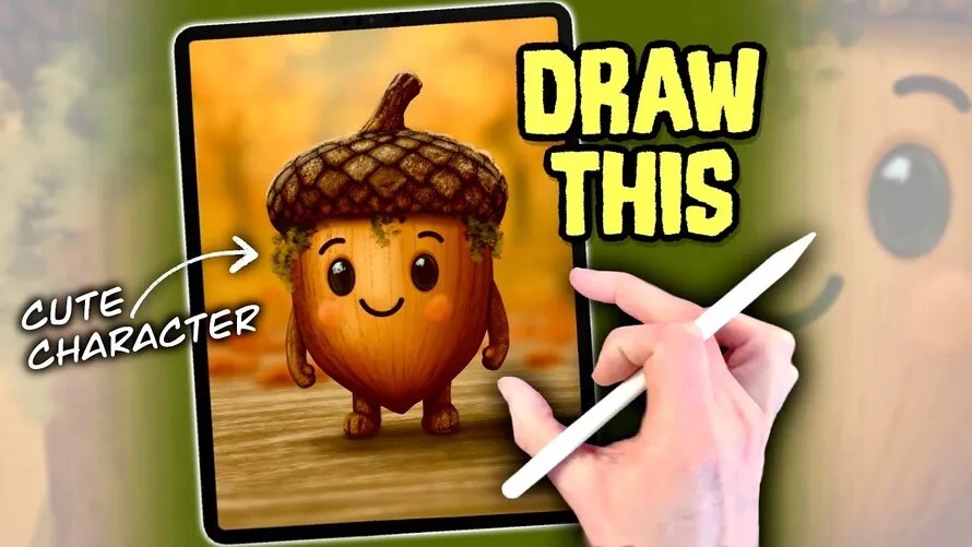 How to Draw a Cute Acorn in Procreate Tutorial How to Draw a Cute Acorn in Procreate Tutorial