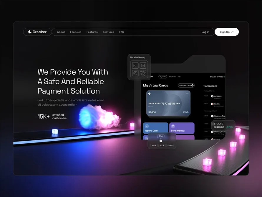 Web design do site SaaS de segurança cibernética
