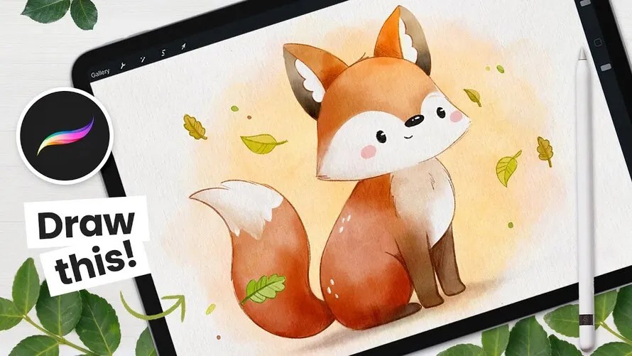 Como desenhar uma raposa em aquarela - Tutorial Procreate Como desenhar uma raposa em aquarela - Tutorial Procreate