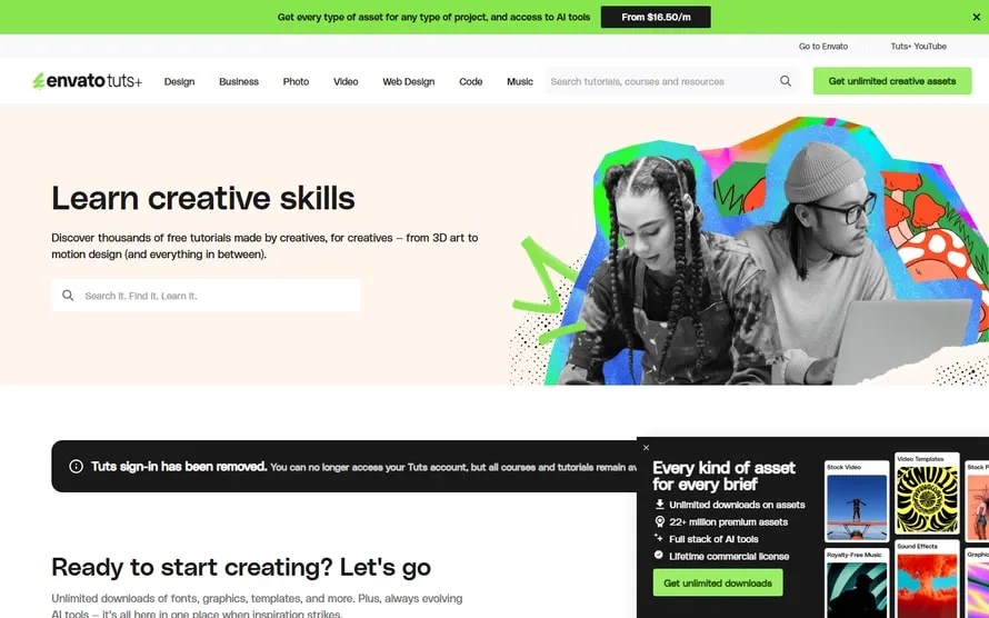 Graphic design tutorials, creative software training, and professional skill development.