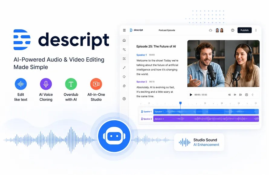 Descript AI text to voice generator and audio editor