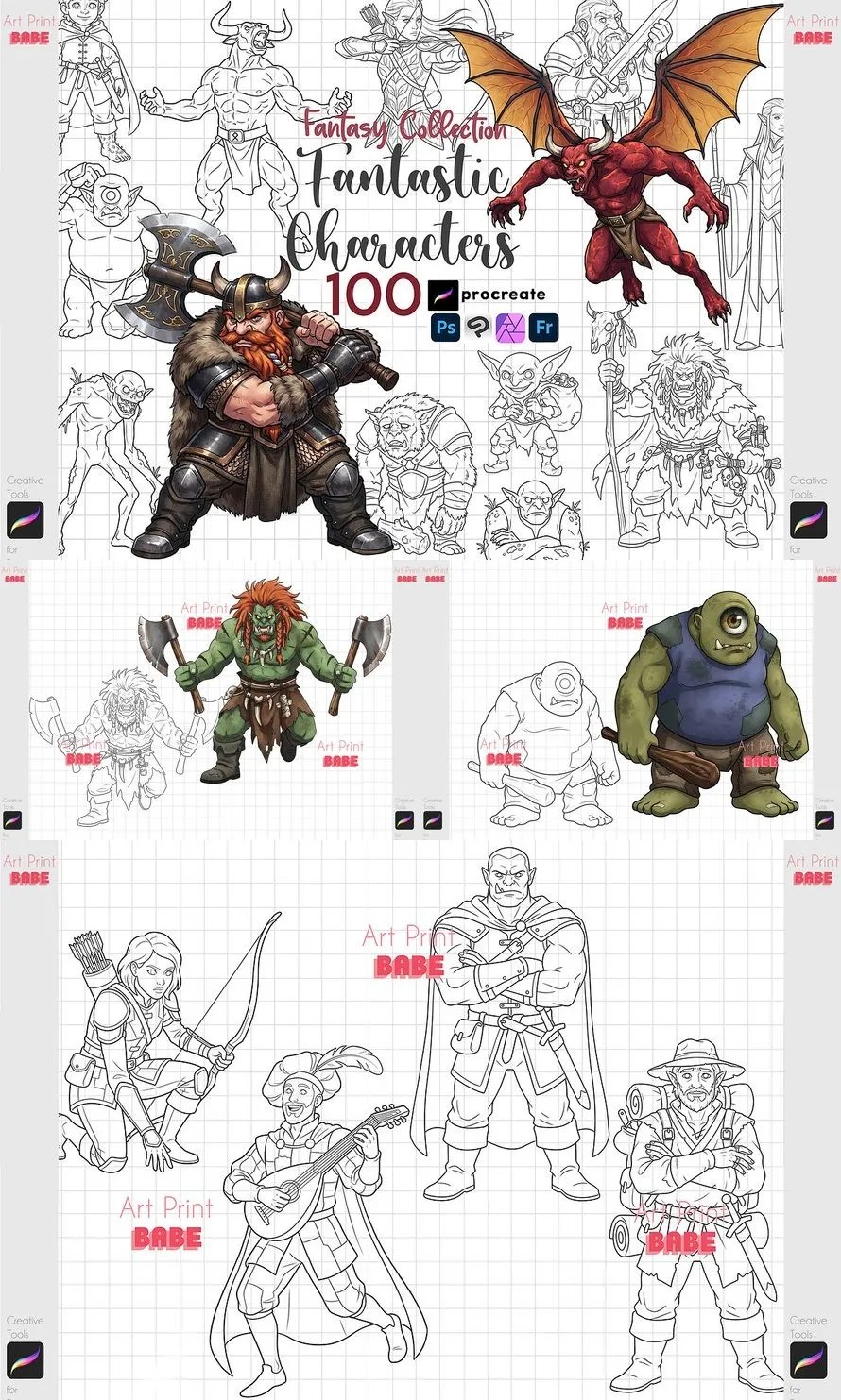 Procreate Fantasy Character Stamps