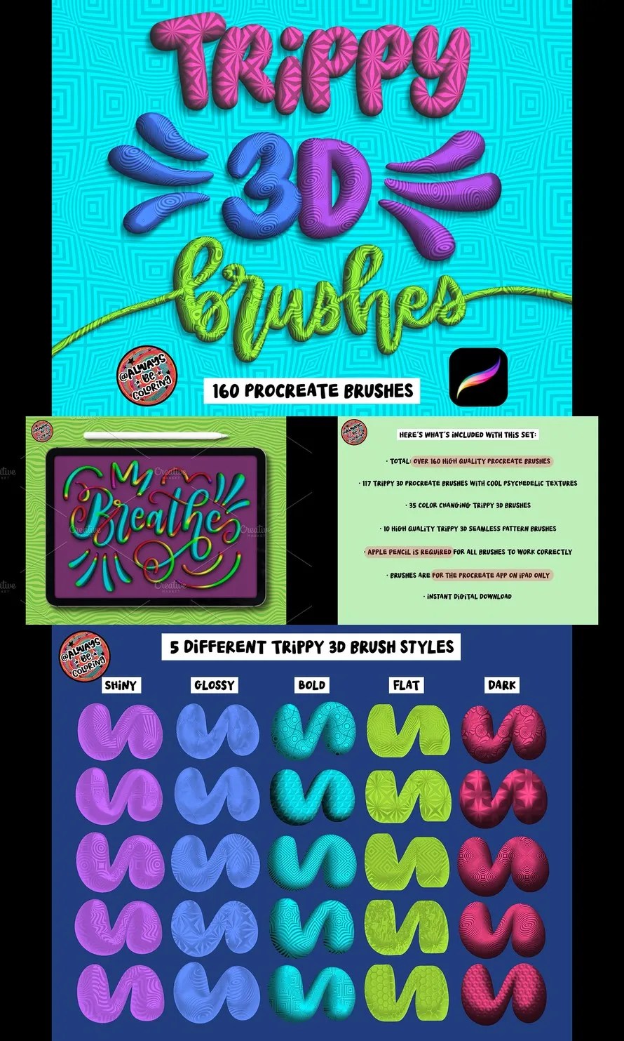 Procreate Trippy 3D Brush Set
