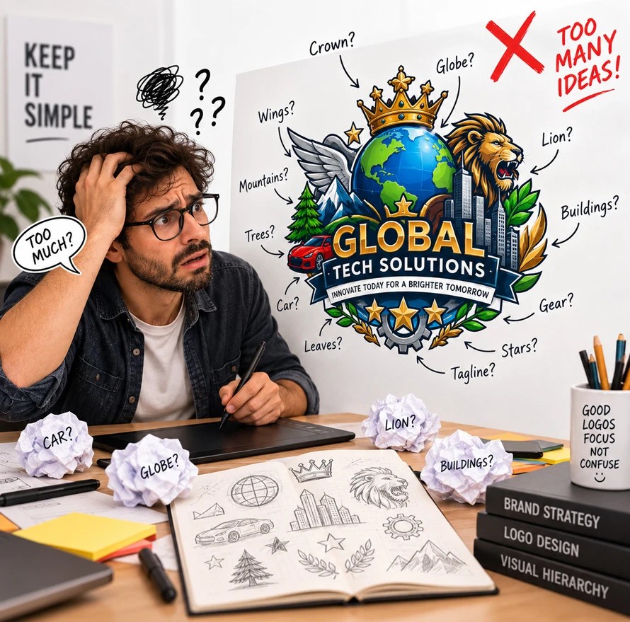 Using Too Many Ideas in One Logo