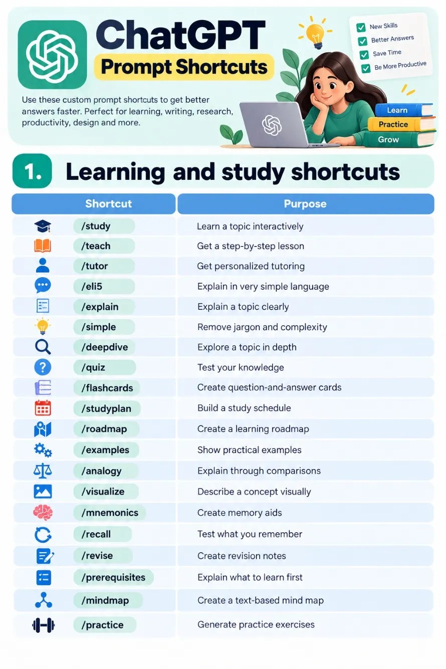 ChatGPT Learning Study Shortcuts
