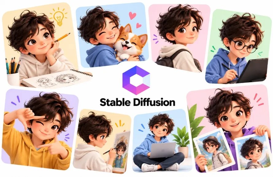 Stable Diffusion AI Consistent Characters illustration