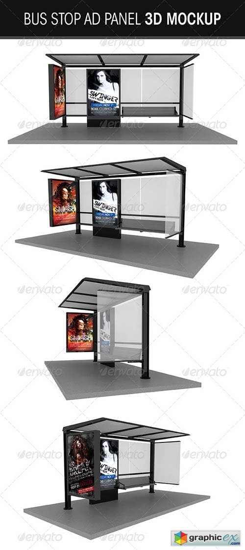 Advertising is an important factor to get success in any kind of business. Bus Stop Ad Panel 3d Mockup Free Download Vector Stock Image Photoshop Icon