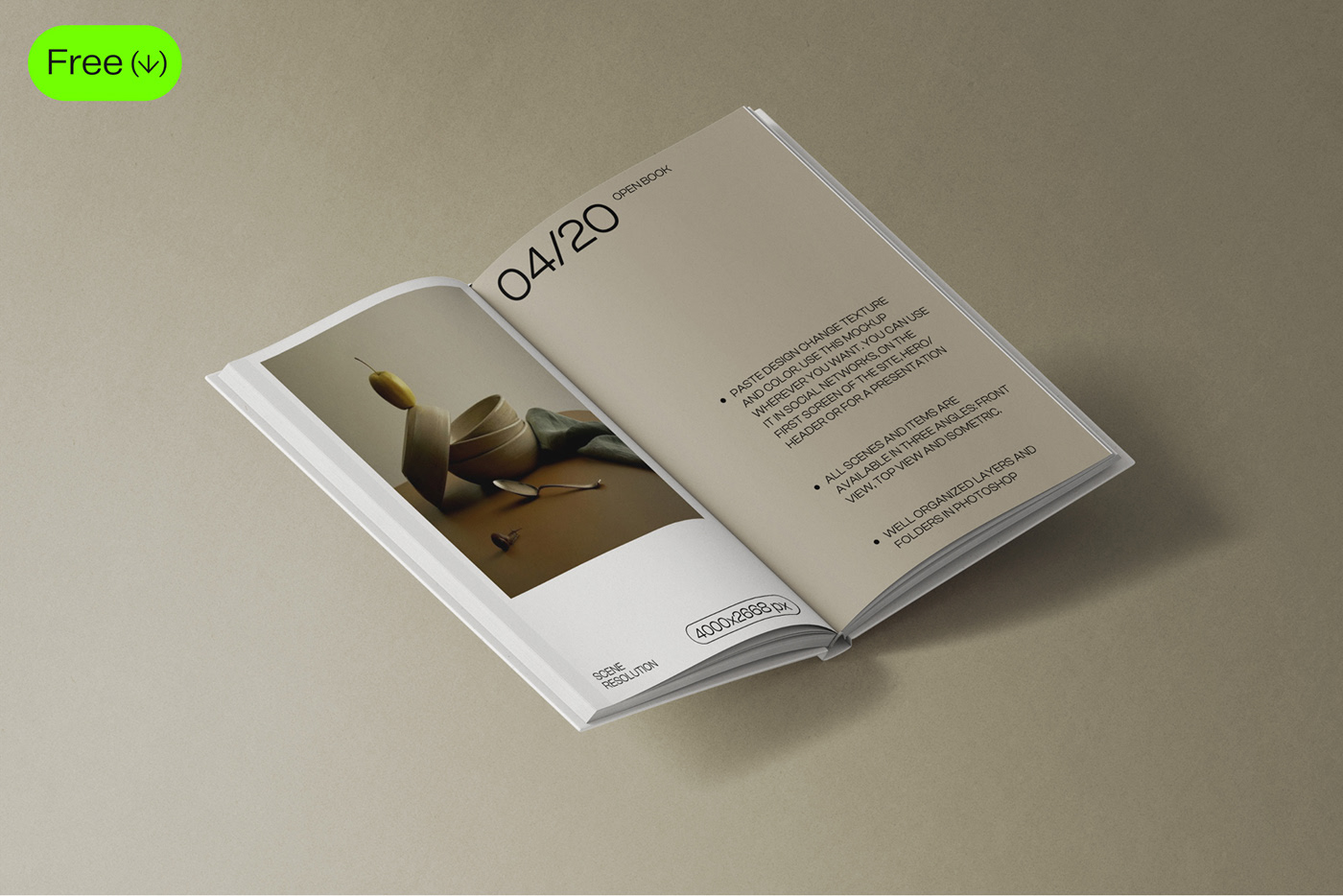graphic for free - Open Book Mockup Isometric