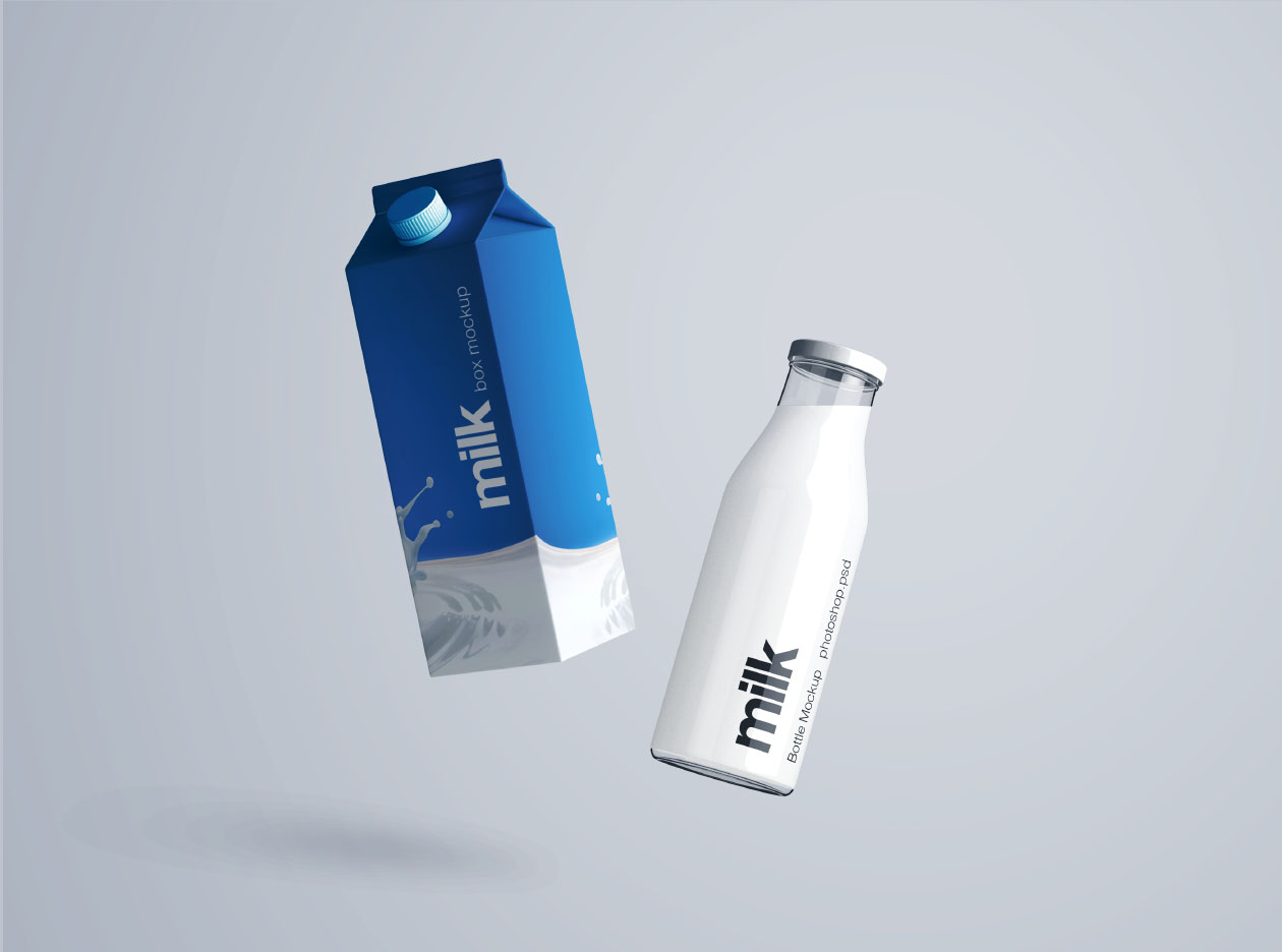 In this psd file you can change the color of the liquid by applying fill . Milk Bottle Mockup Psd