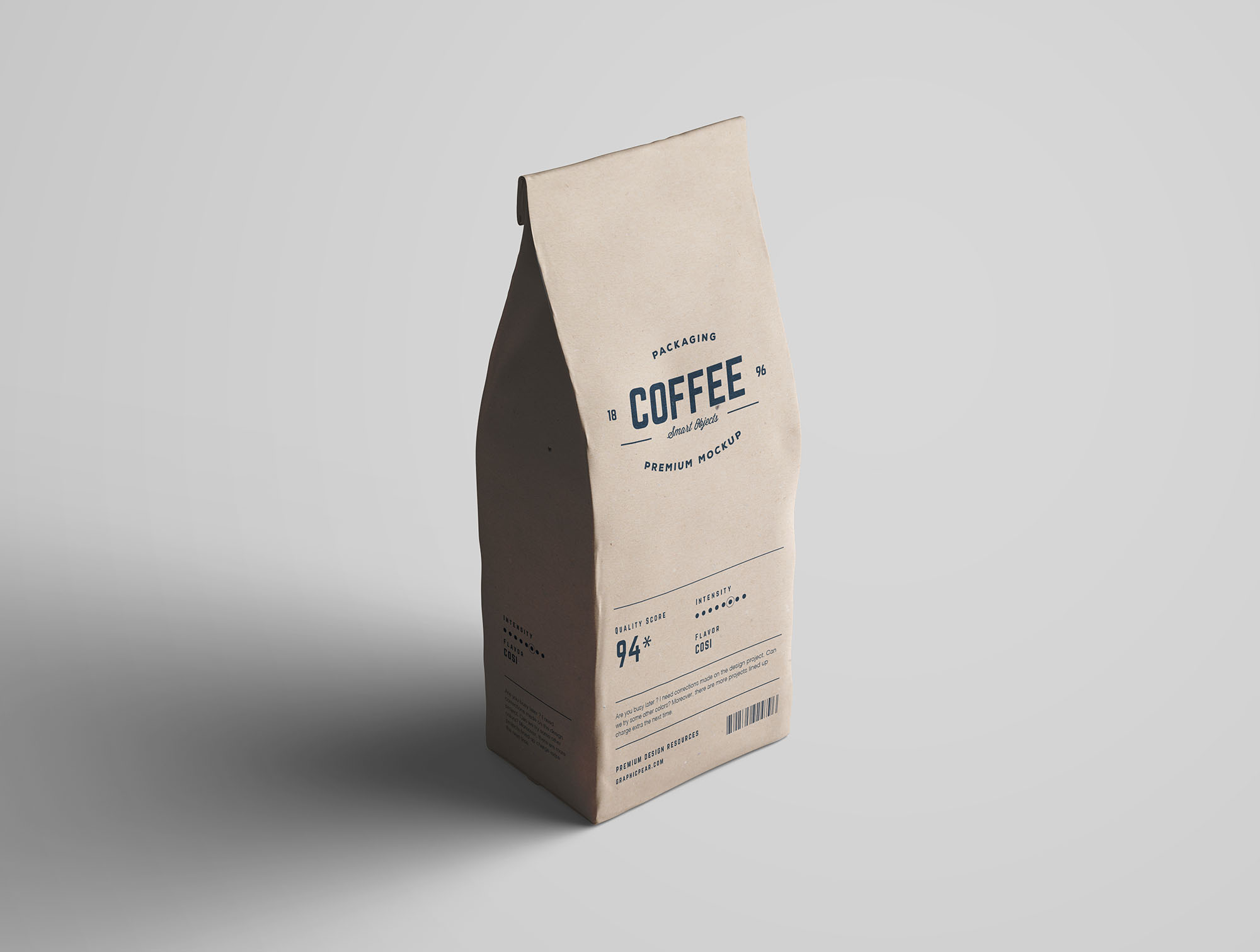 The realistic coffee bag mockups files facilitate the work load and let you finish your design in a split second. Coffee Package Mockup