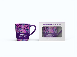 Mug with Box Mockup Front View thumbnail