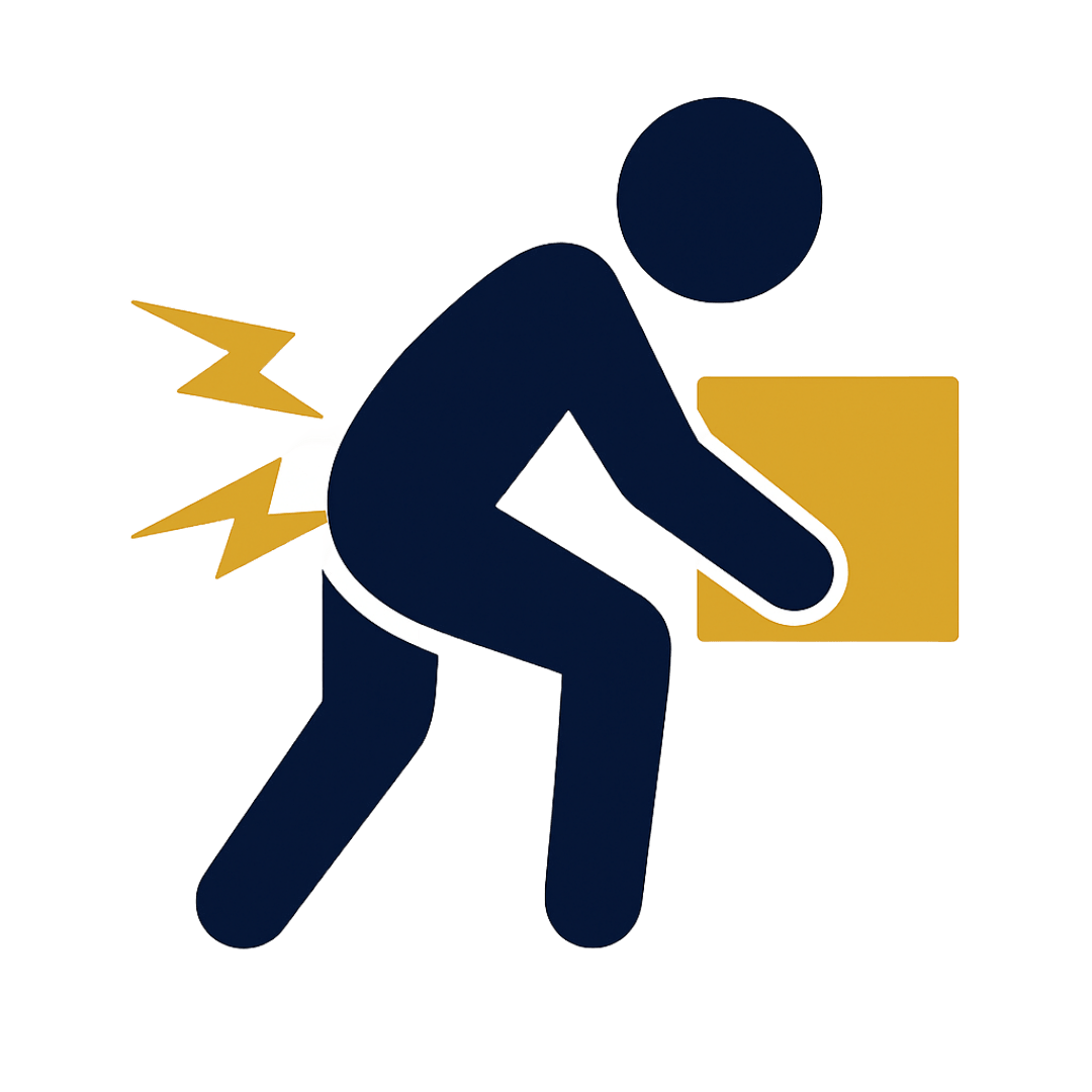 An image of a naples worker who sustained a back injury when lifting at work and may require an expereinced workplace injury lawyer to file a workplace injury lawsuit