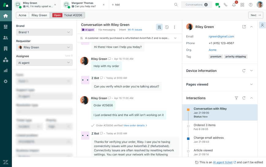 Zendesk AI Agent Example
