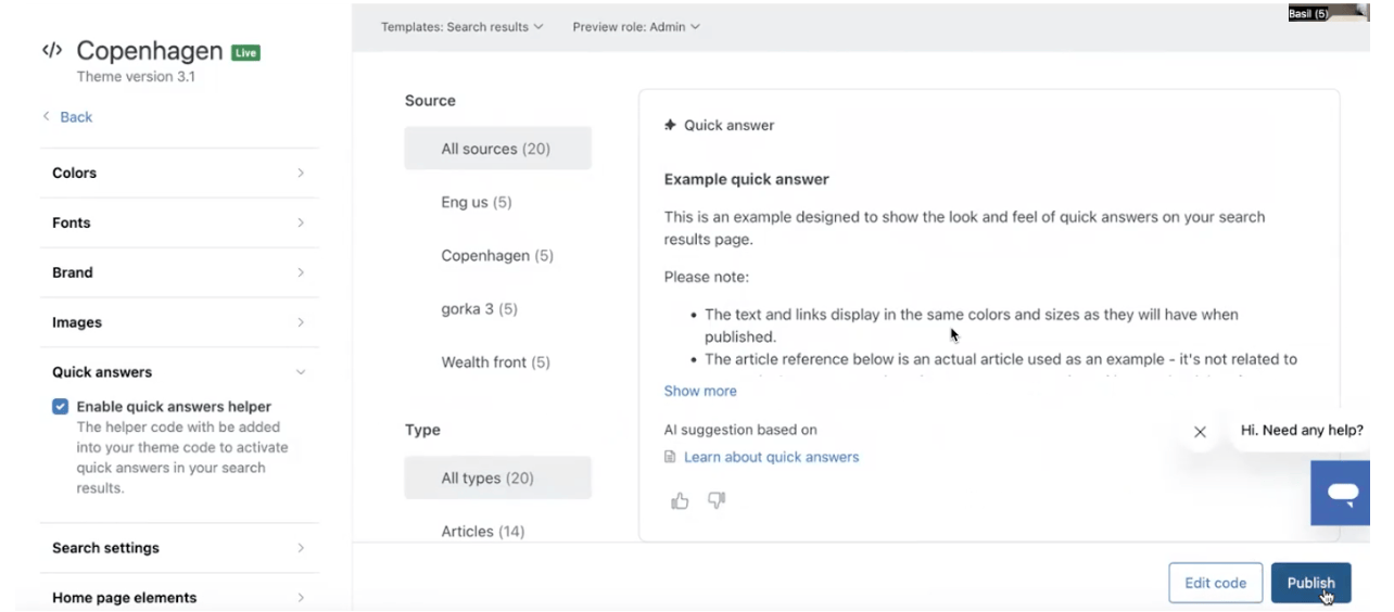 Quick Answer Themes in Zendesk