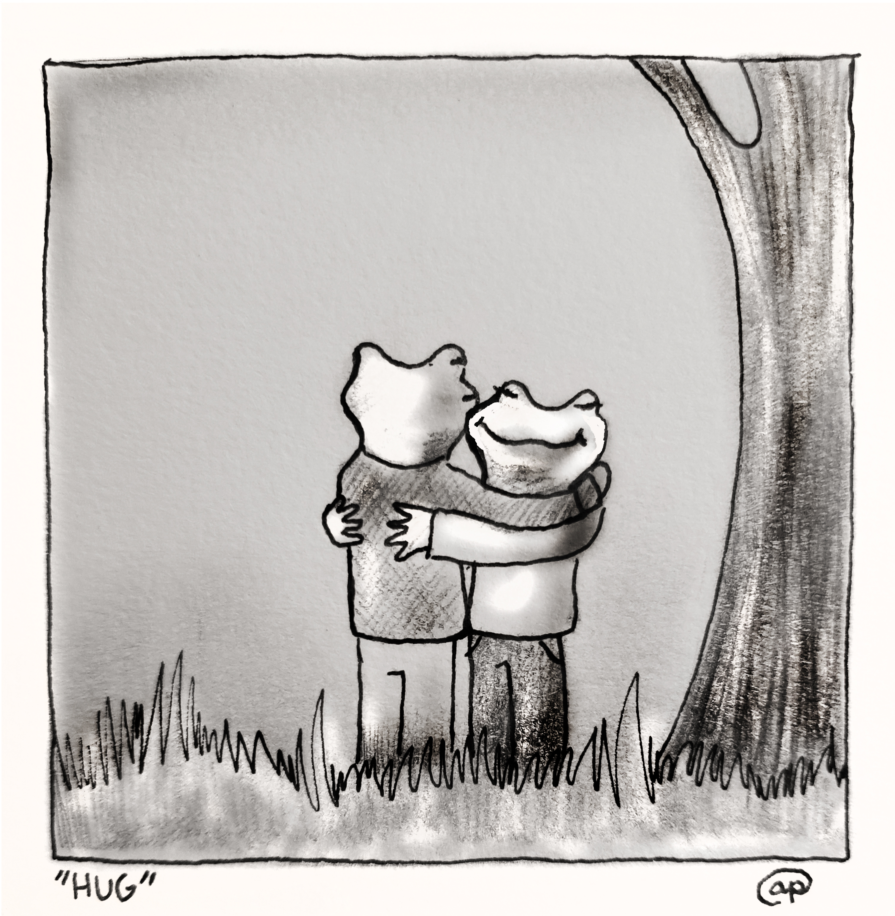 Hug 10×10 Art Print – Gray Rabbit Comics