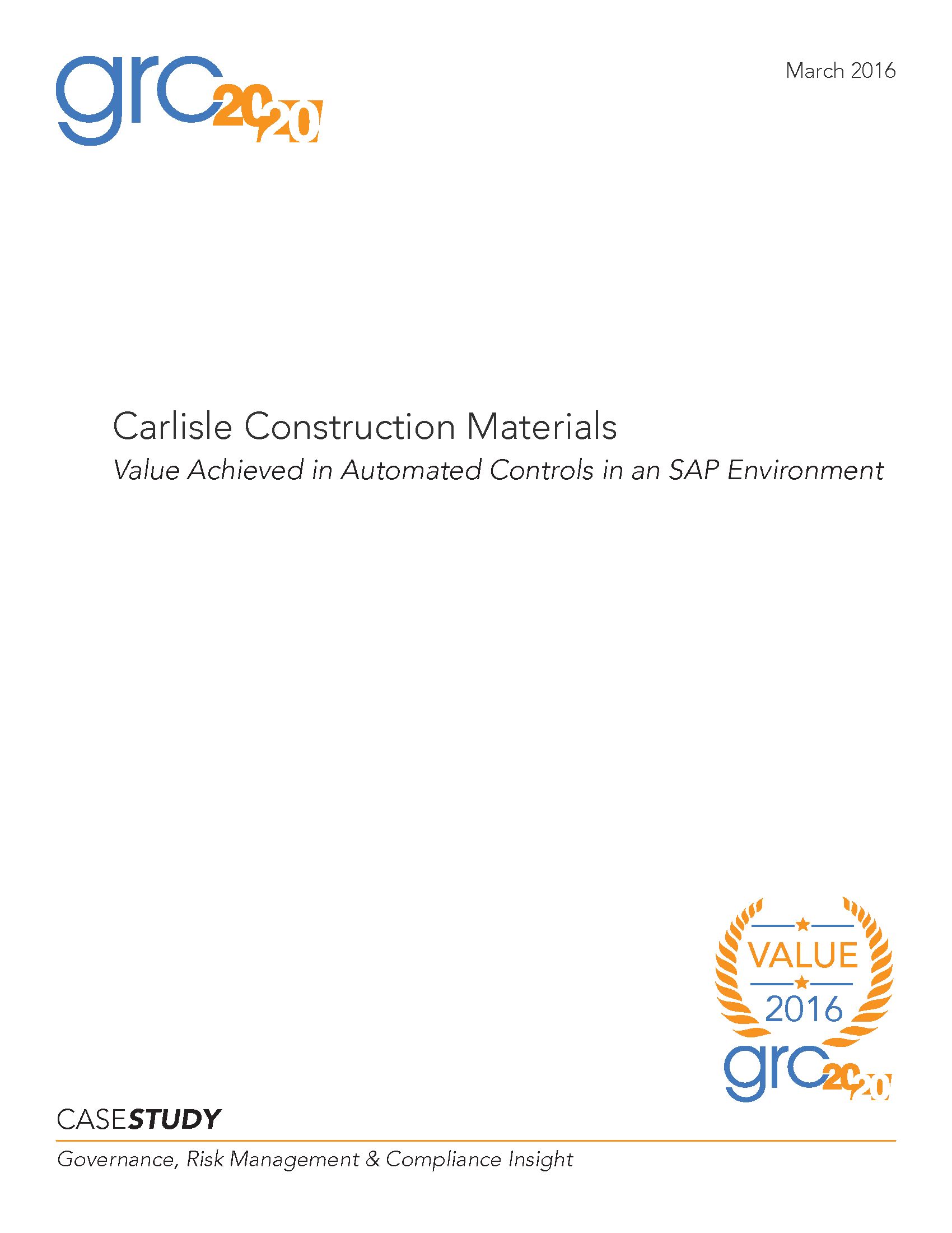 Carlisle Construction Materials: Value Achieved in Automated Controls in an SAP Environment
