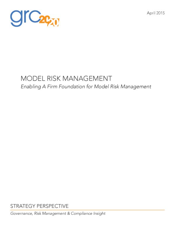 Model Risk Management: Enabling A Firm Foundation for Model Risk Management