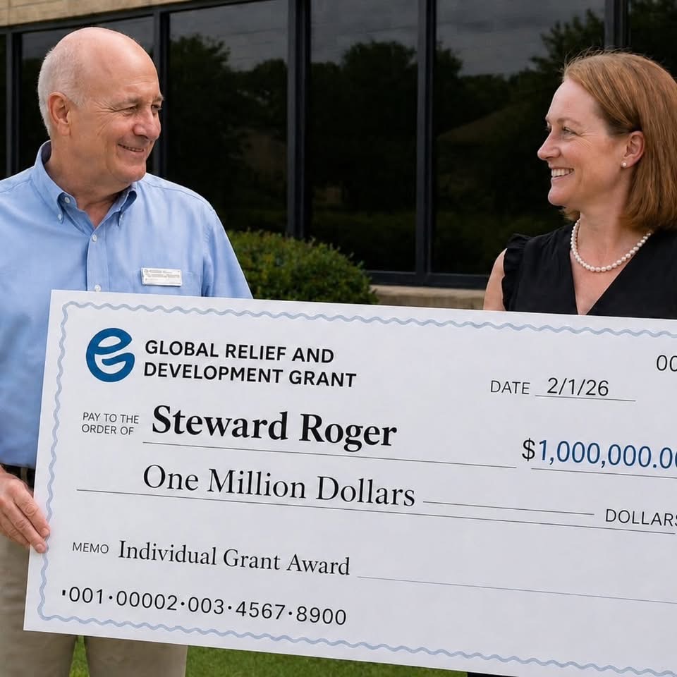 People holding a Global Relief & Development Grant award check