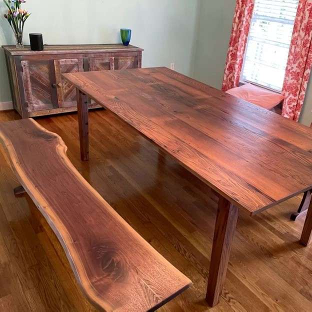 live edge walnut bench