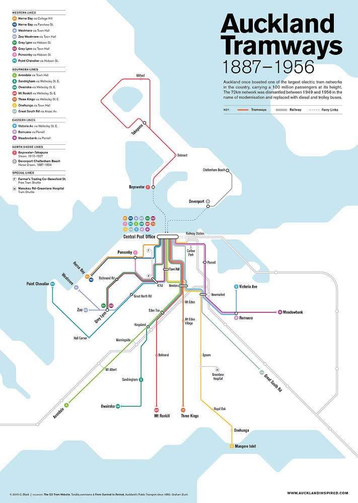 Aucklands Old Tram Maps Modernised picture
