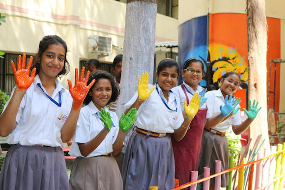 Anam students painted hands